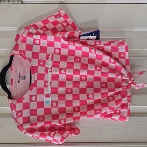 CHAMPION BRAND GIRLS PINK AND WHITE SIGNATURE SUMMER TOP SIZE LARGE 14